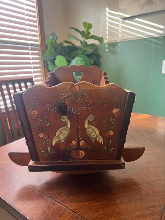 Handmade Other - Vintage antique hand made,hand painted toy rocker cradle (signed)